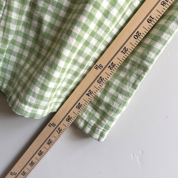 American Eagle 2 Piece Crop Top Flowy Pants Large Green Lined Gingham Hippie - Picture 13 of 16